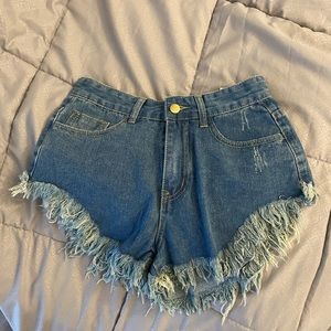 High rise denim shorts